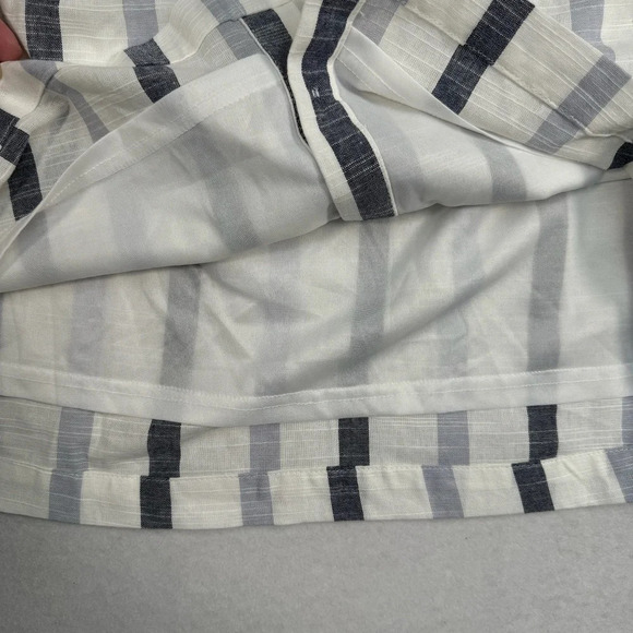 Mine Button Down Tie Mini Skirt Womens Size Large White Blue Stripe NWT - Picture 9 of 9